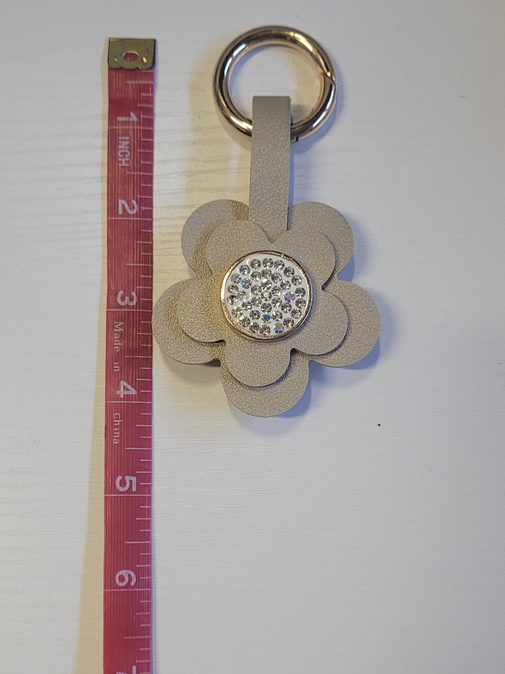 Almond Crystal Center Floral Keyring